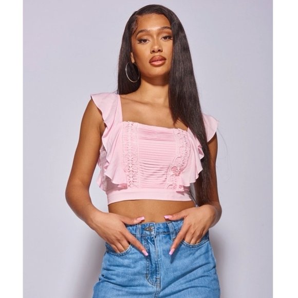 sleeveless top with ruffles